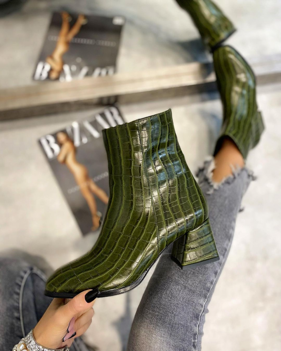 green croc ankle boots