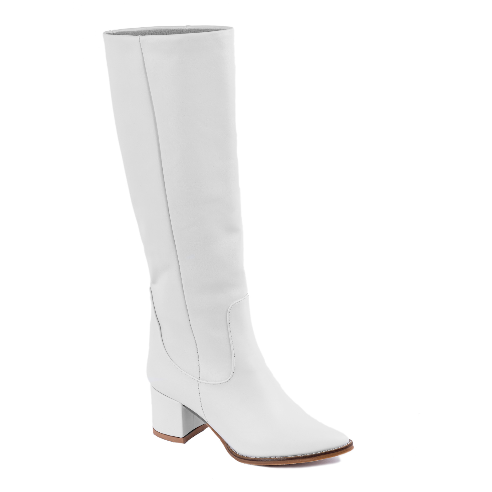 HIGH BOOTS WITH BLOCK HEEL - WHITE