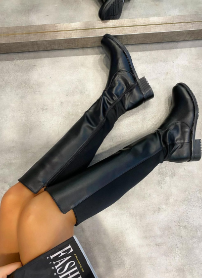 HIGH BOOTS WITH NEOPRENE  - BLACK