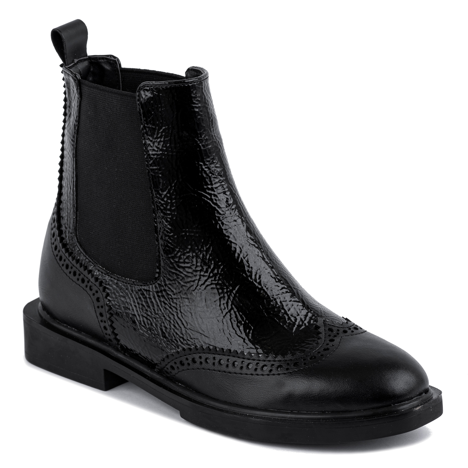 FLAT ANKLE BOOTS WITH RUBBER - BLACK