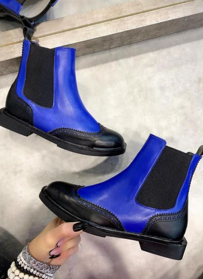 FLAT ANKLE BOOTS WITH RUBBER - BLACK/BLUE