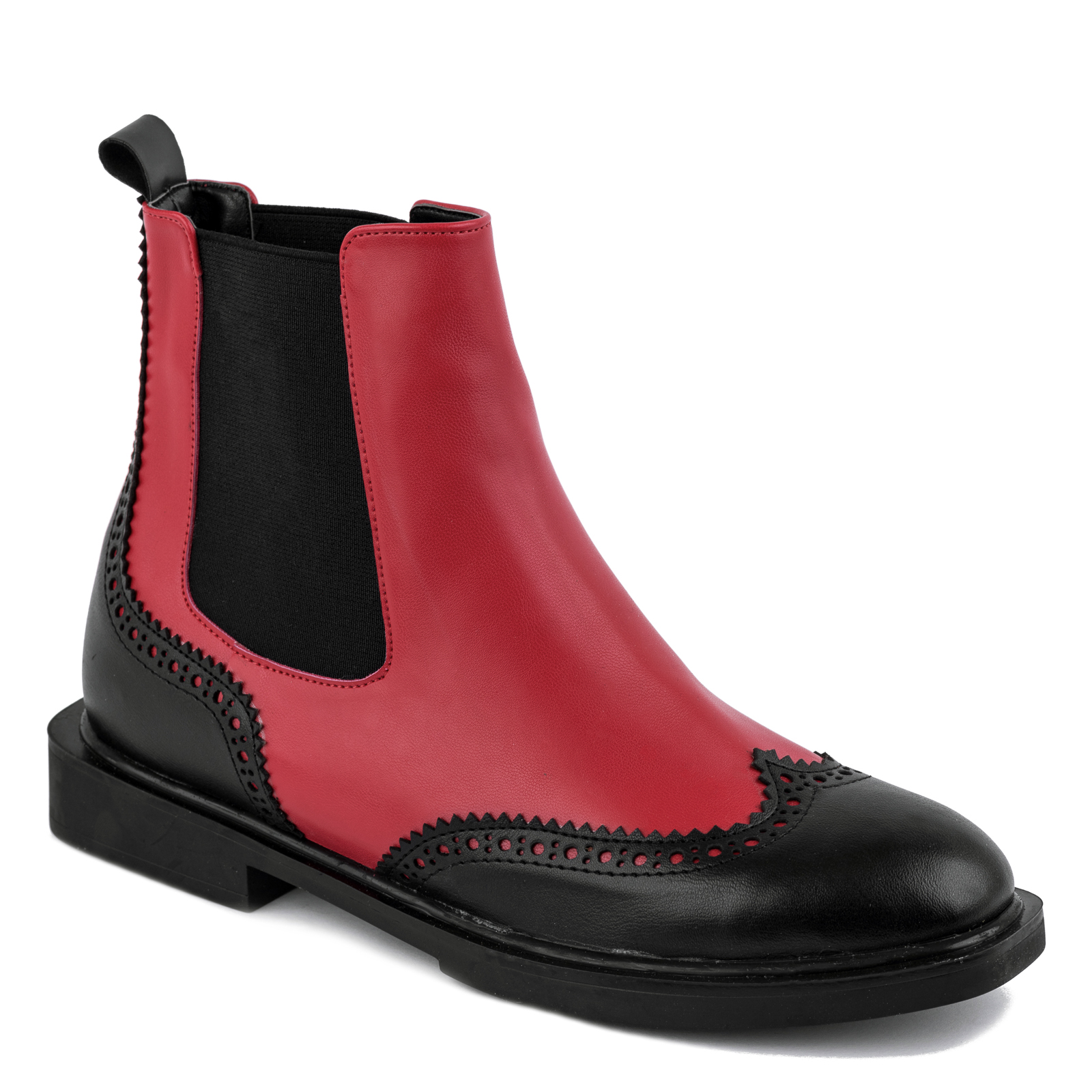 FLAT ANKLE BOOTS WITH RUBBER - BLACK/RED