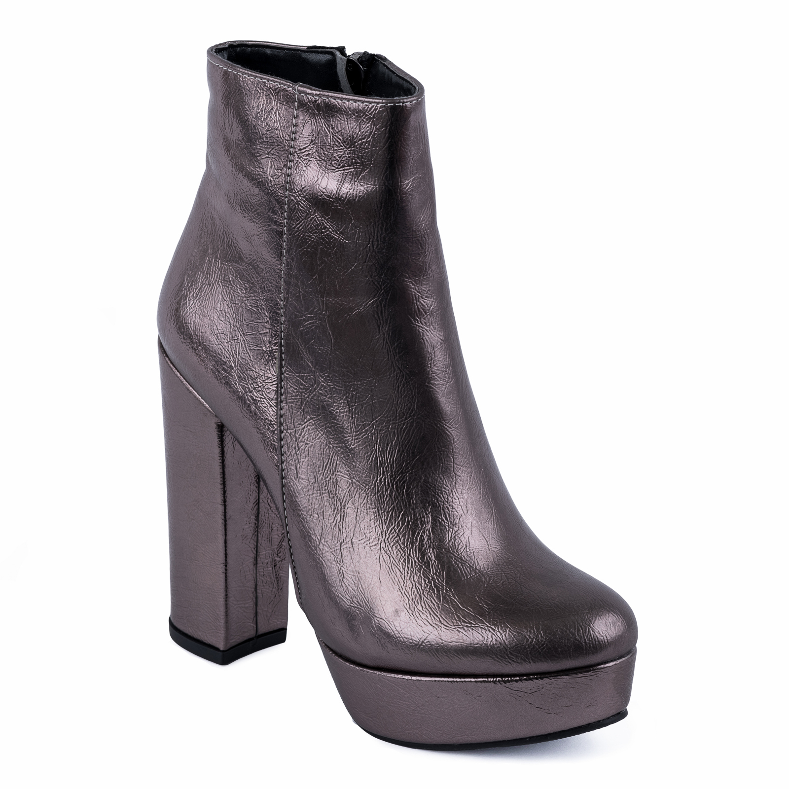PLATFORM ANKLE BOOTS WITH THICK HEEL - GRAPHITE