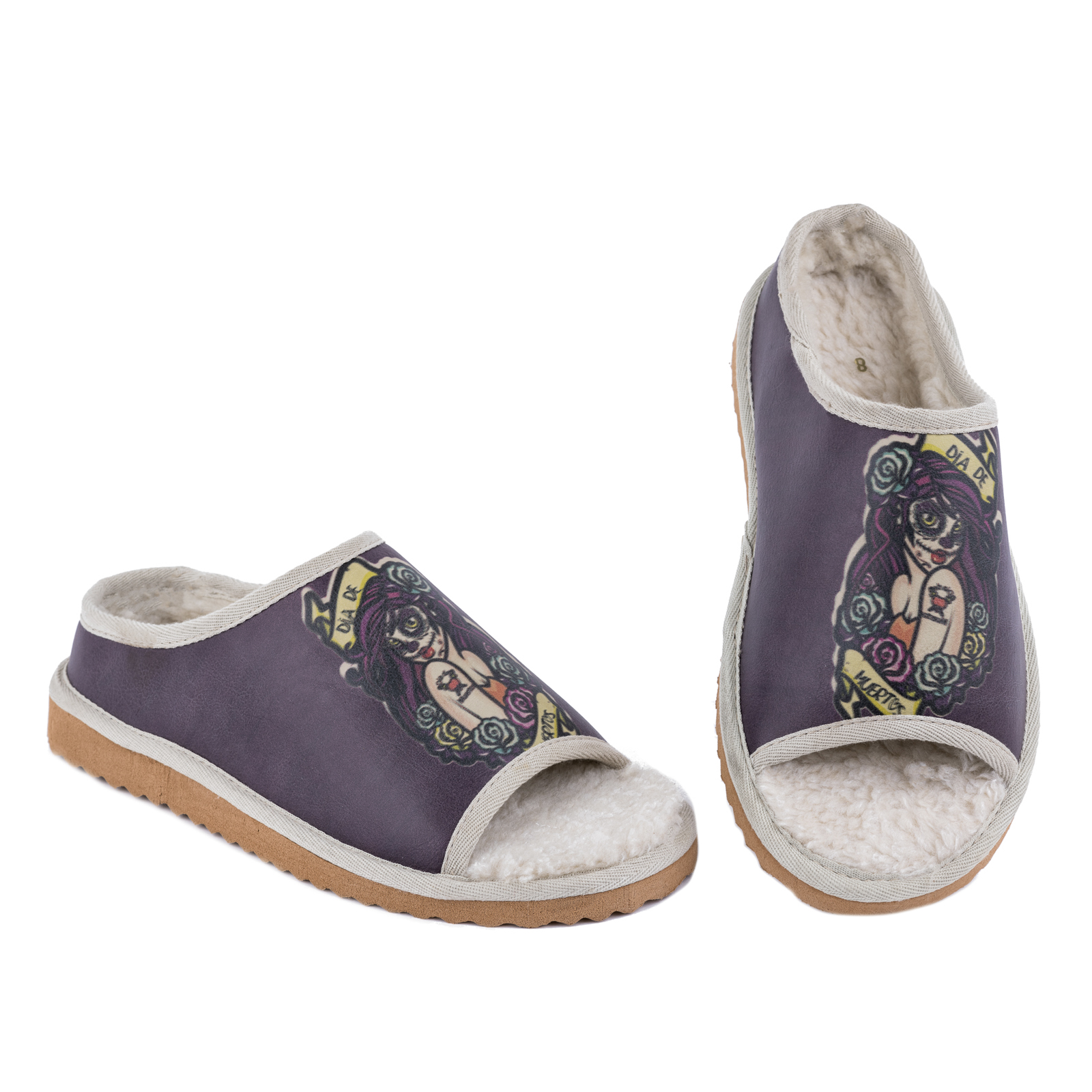 Patterned women slippers and slides LADY - GRAFIT