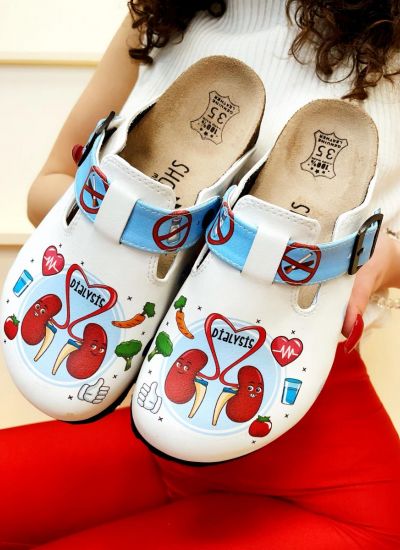 Patterned women clogs DIALYSIS - WHITE