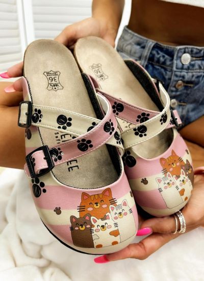 Patterned women clogs PAW - ROSE