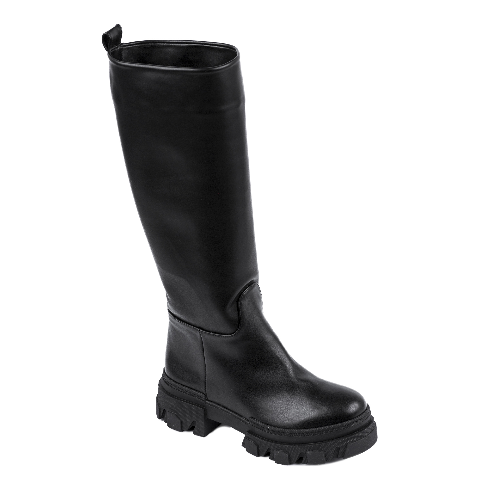 PULL ON HIGH SOLE BOOTS - BLACK