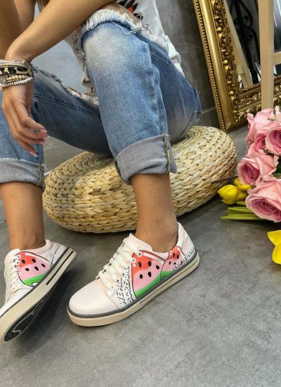 WATERMELON LACE UP SNEAKERS - ROSE