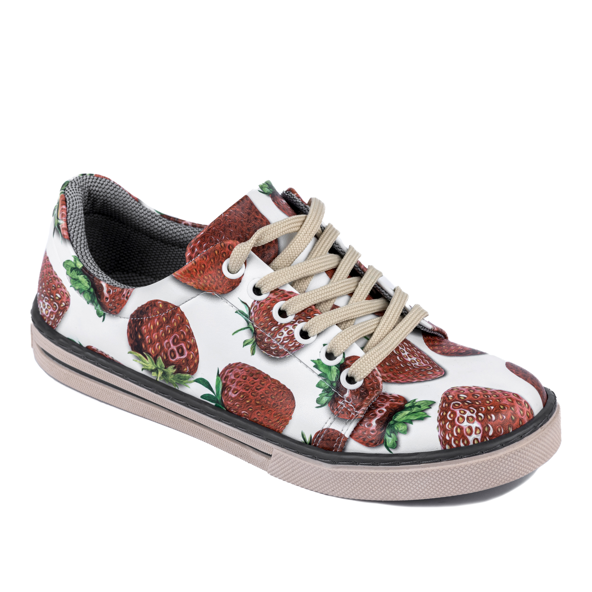 STRAWBERRY LACE UP SNEAKERS - WHITE