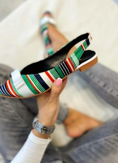 STRIPED FLATS WITH BOW - GREEN