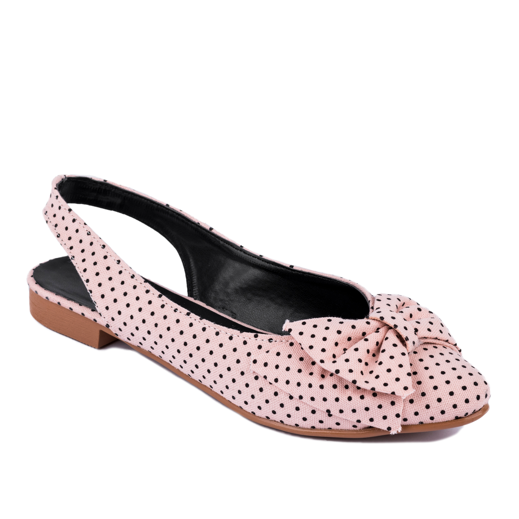 FLATS WITH DOTS AND BOW - POWDER ROSE