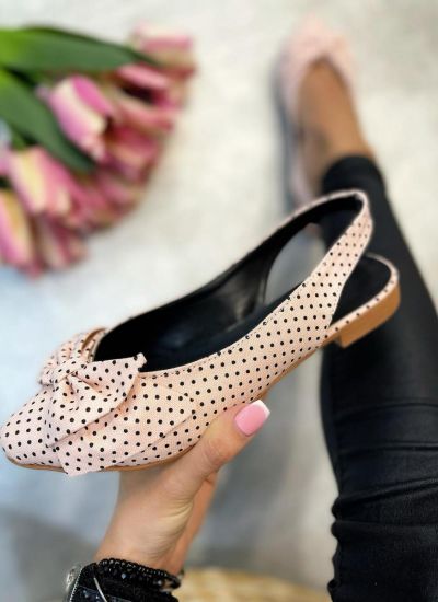 FLATS WITH DOTS AND BOW - POWDER ROSE
