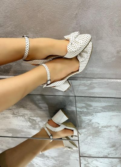 SANDALS WITH DOTS AND BOW - WHITE