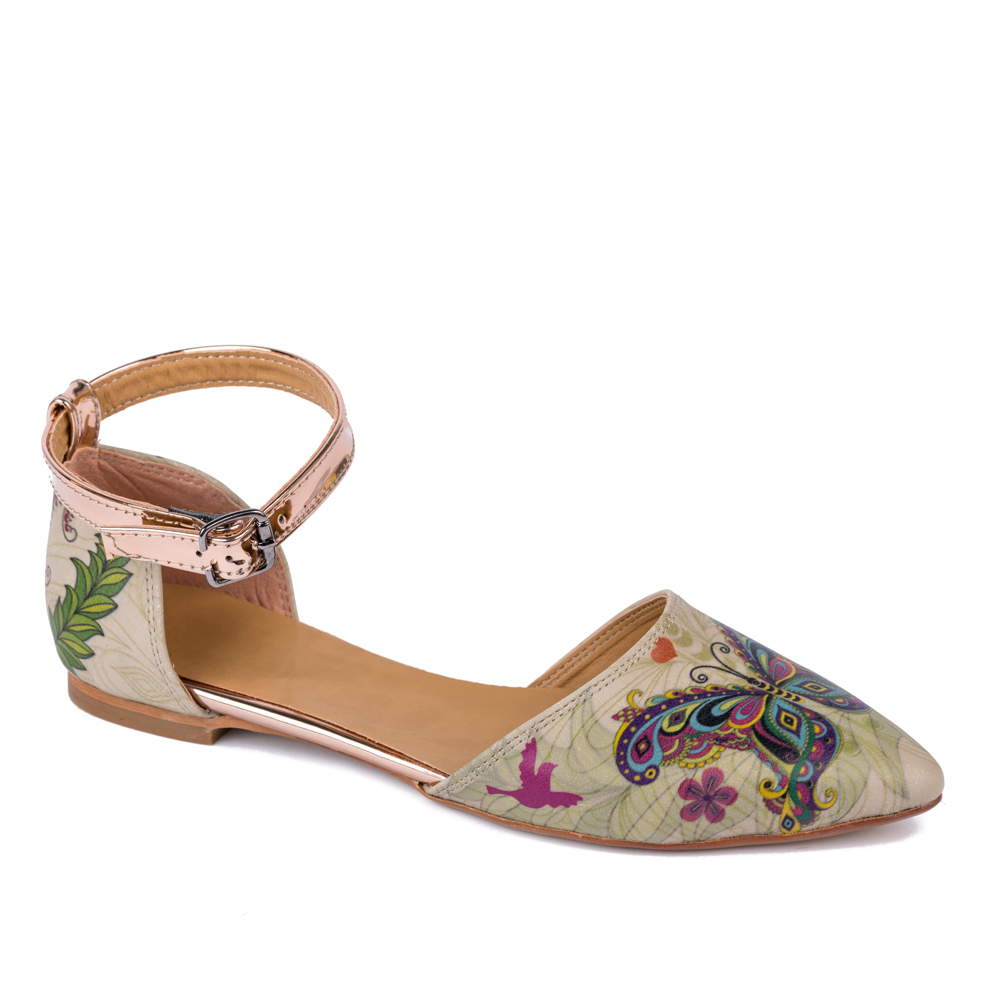 BUTTERFLY POINTED FLATS - BEIGE