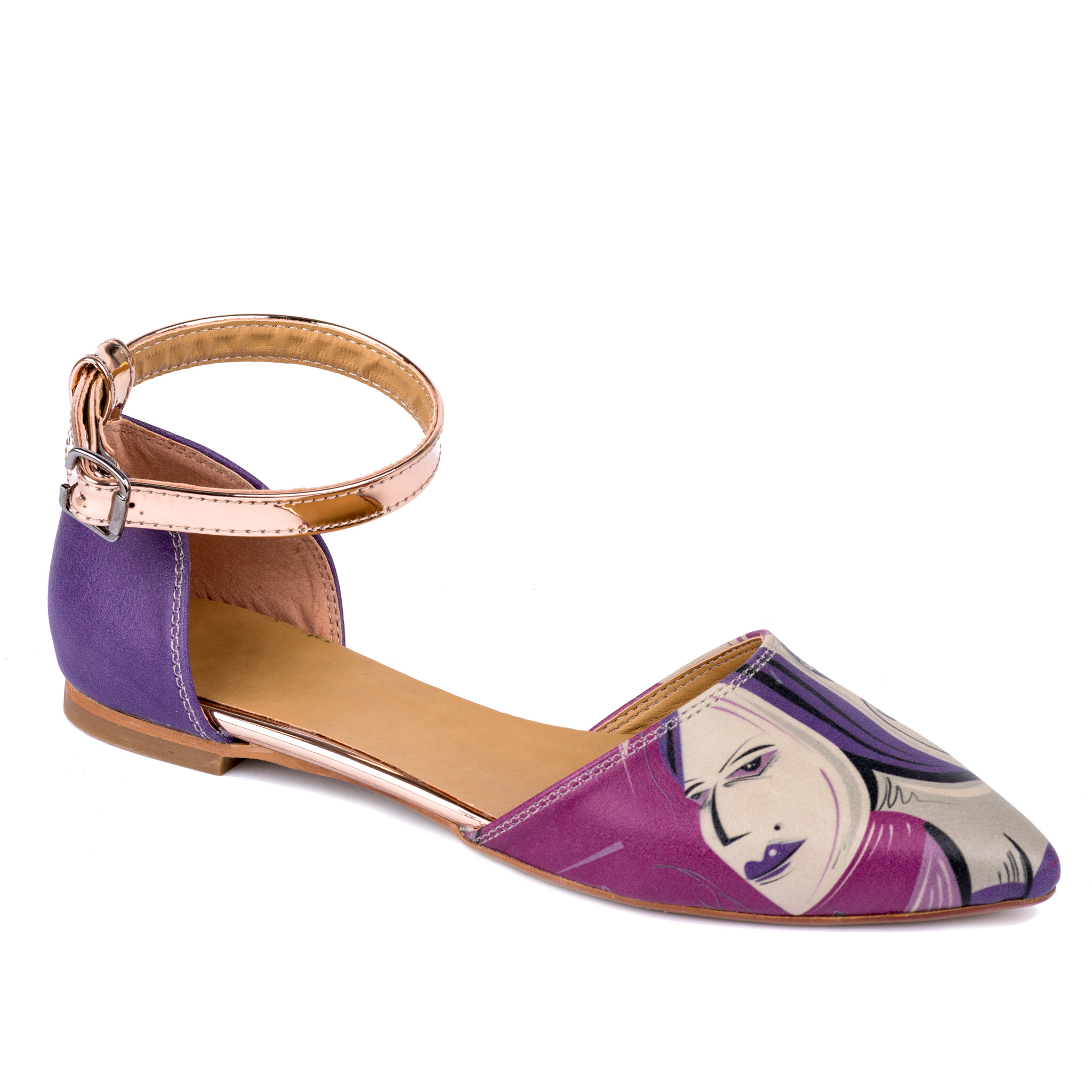 GIRL POINTED FLATS - PURPLE