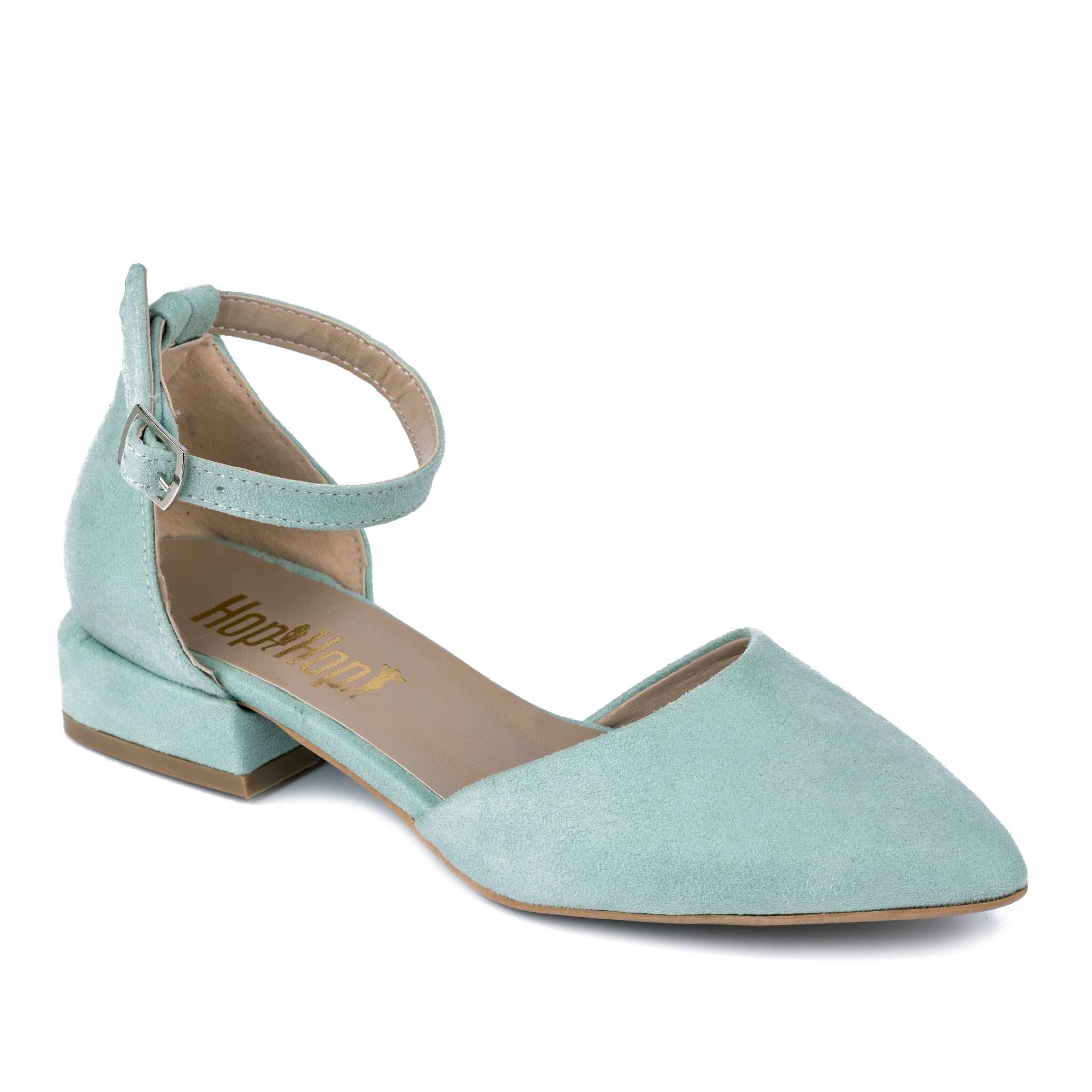 POINTED SANDALS WITH LOW BLOCK HEEL - MINT