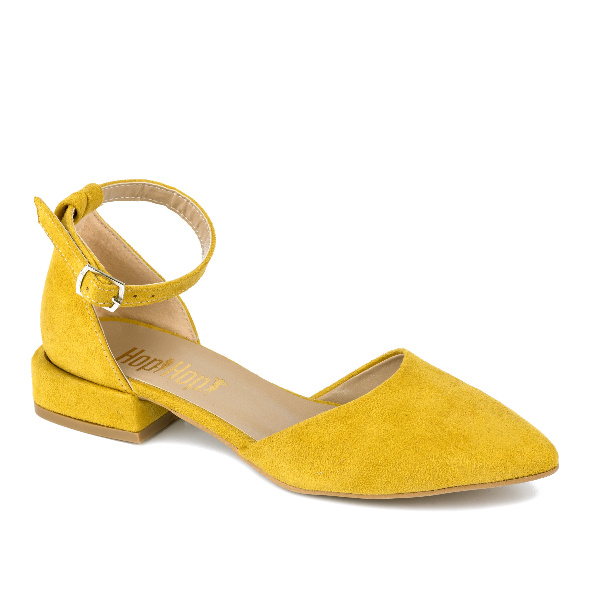 POINTED SANDALS WITH LOW BLOCK HEEL - YELLOW