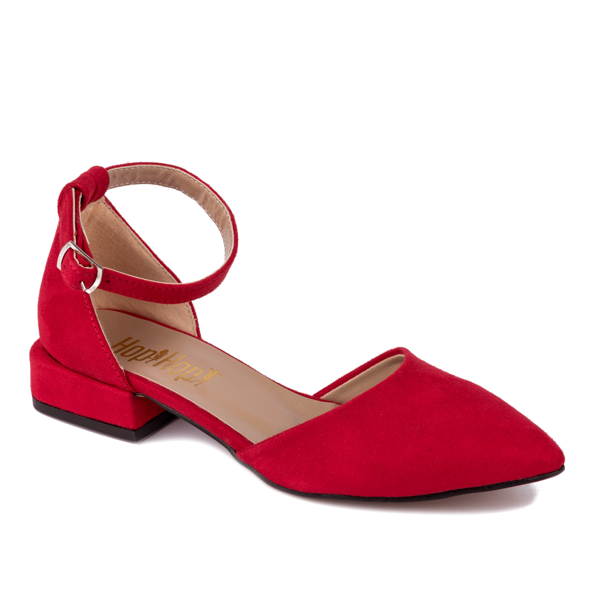 POINTED SANDALS WITH LOW BLOCK HEEL - RED