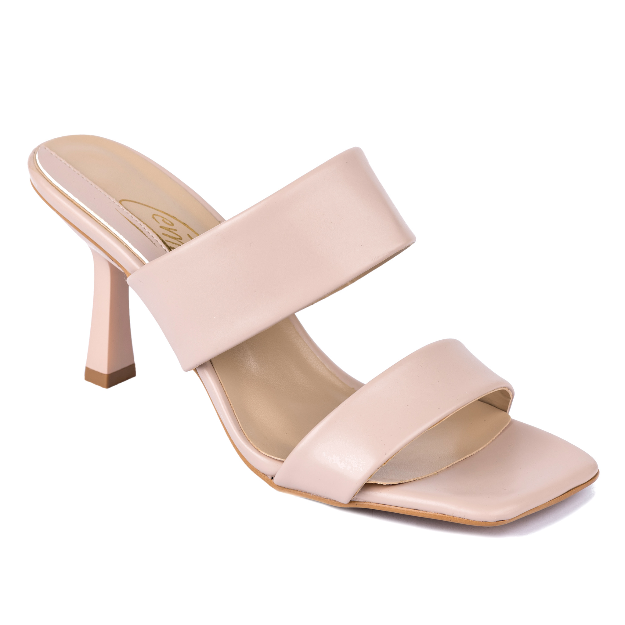 MULES WITH THIN HEEL AND BELTS - BEIGE