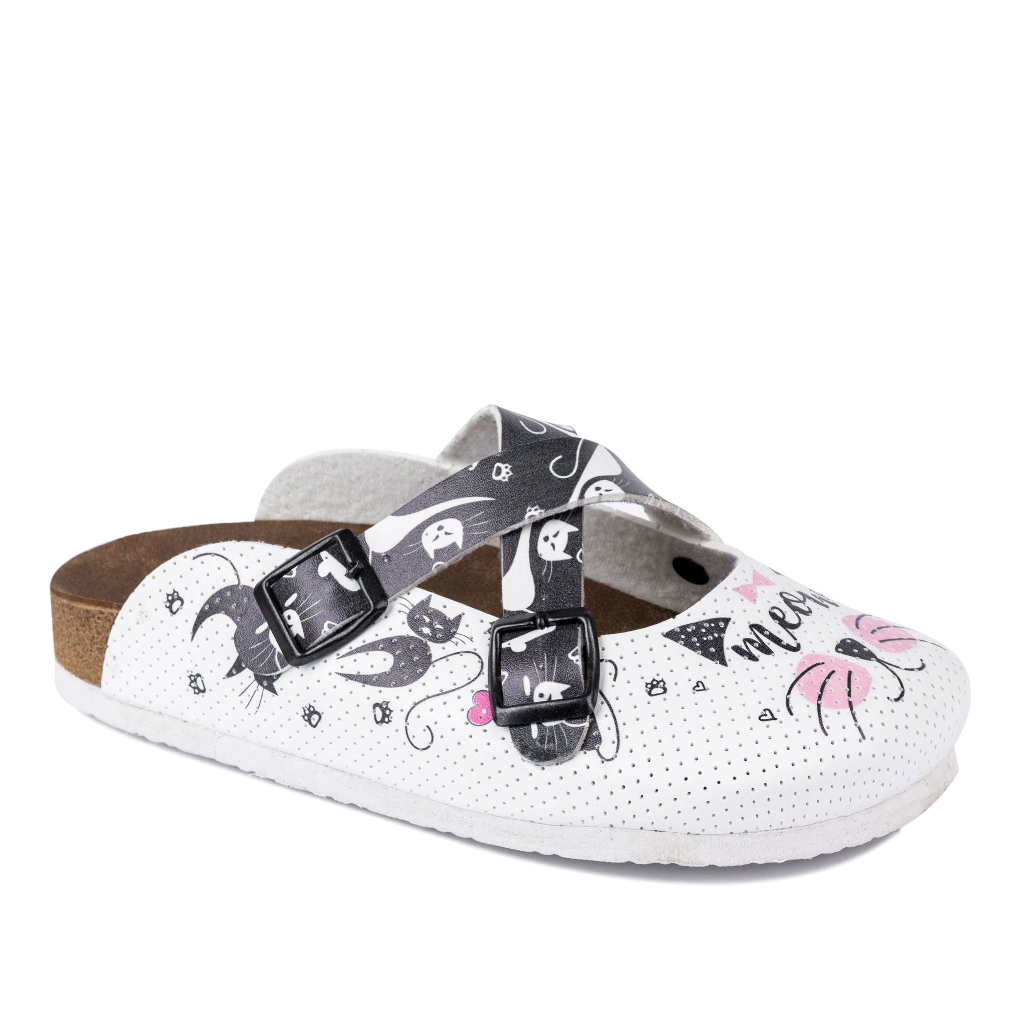 Patterned women clogs A149 - CAT - WHITE