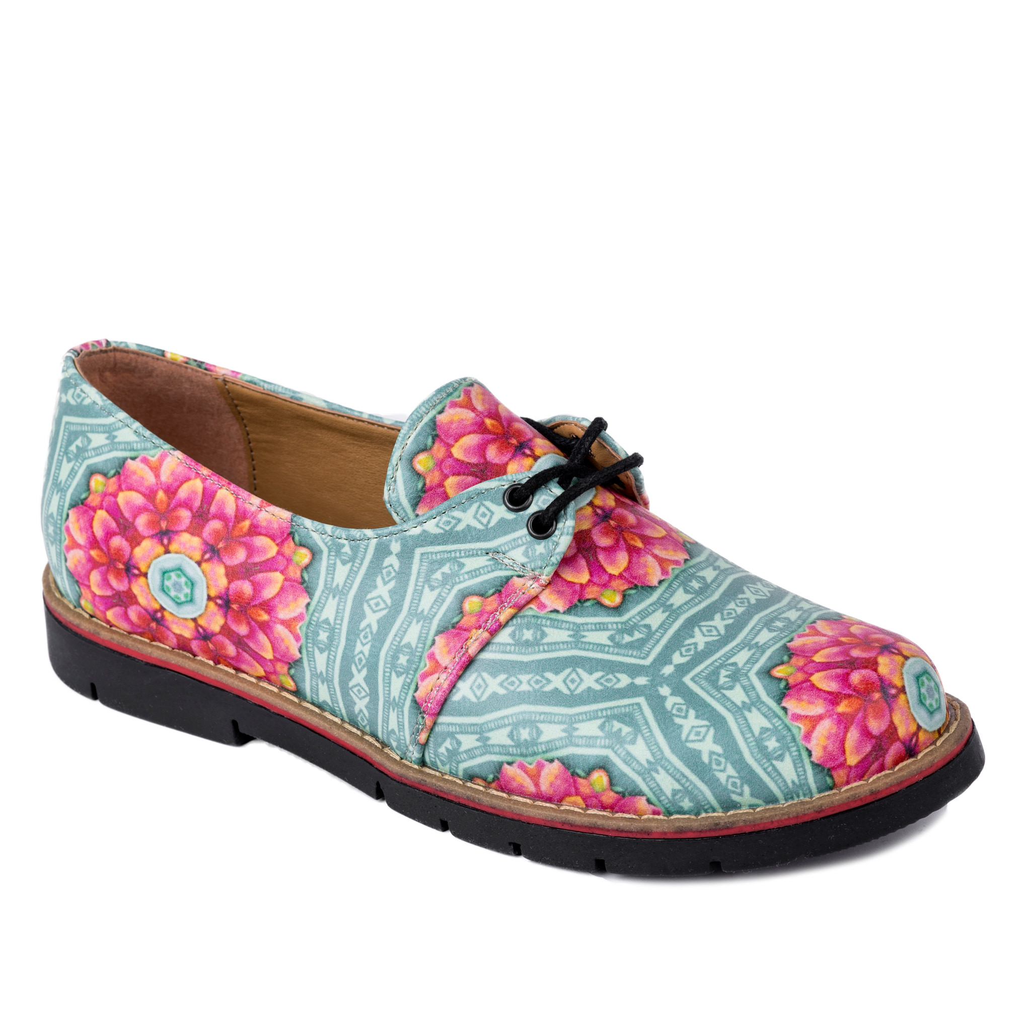 SHOES WITH FLOWER PRINT - GREEN