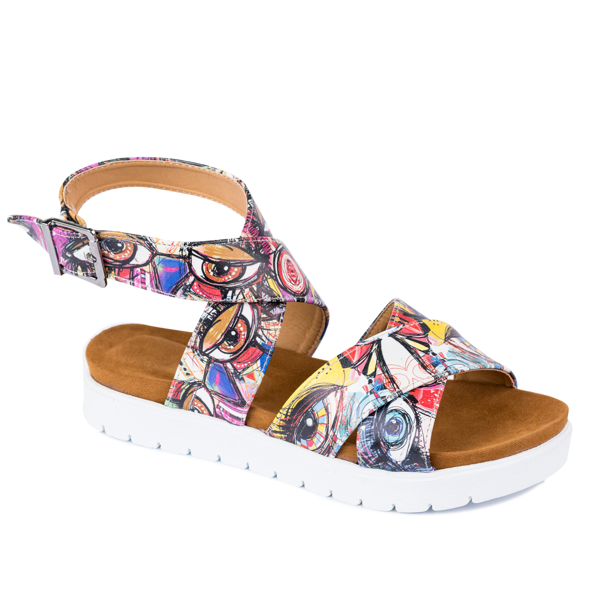 ROMAN SANDALS WITH PRINT - ROSE