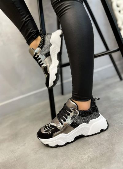 STRASS HIGH SOLE SNEAKERS - BLACK