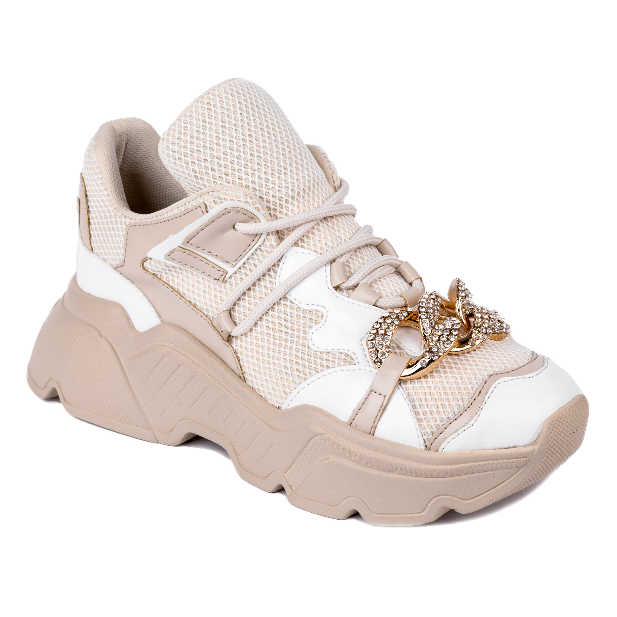 SNEAKERS WITH ORANAMENTS - BEIGE