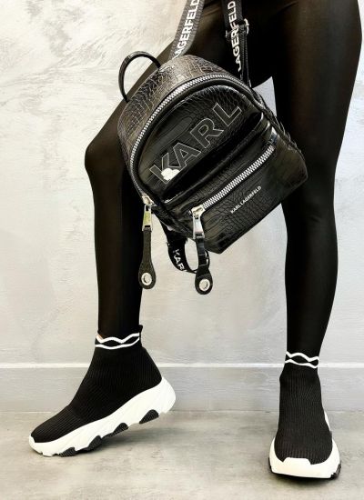 STRETCH PULL ON SNEAKERS WITH WHITE SOLE - BLACK