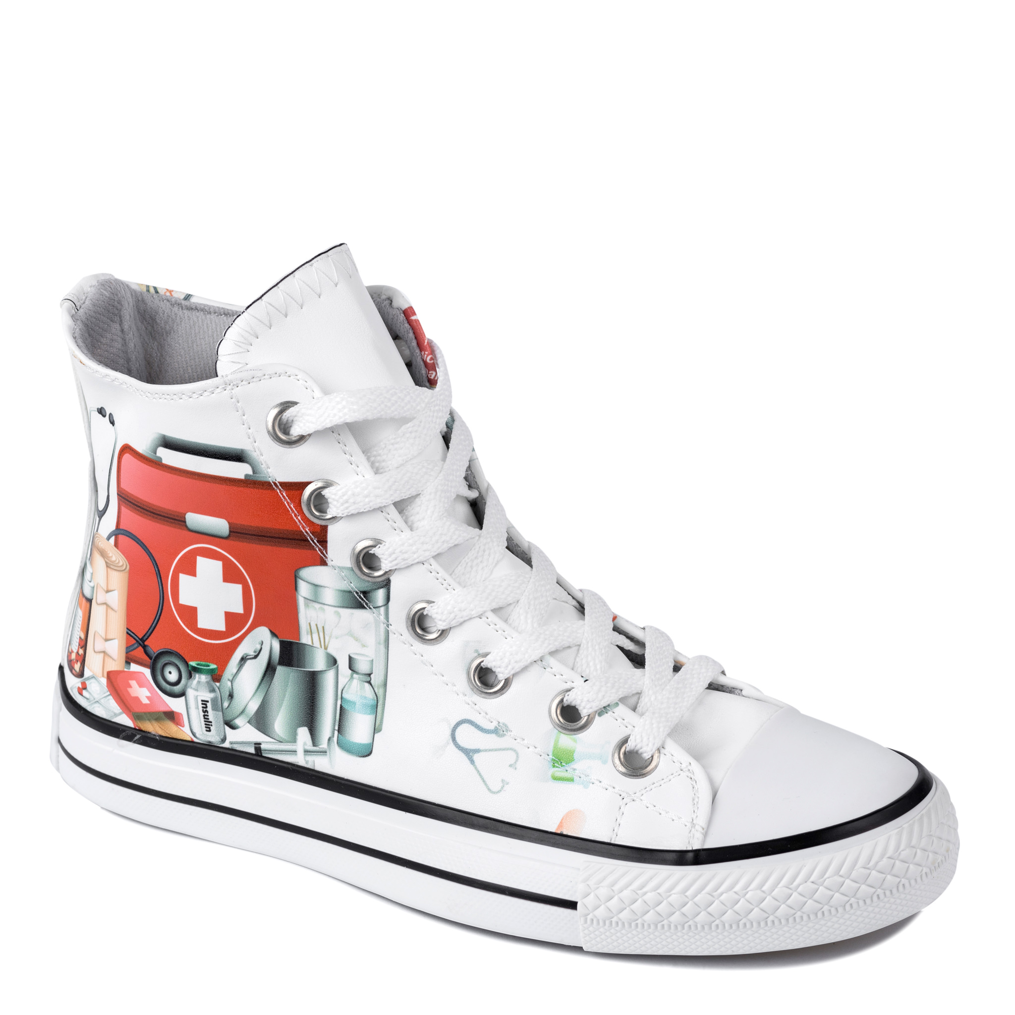 MEDICAL PRINT ANKLE SNEAKERS - WHITE