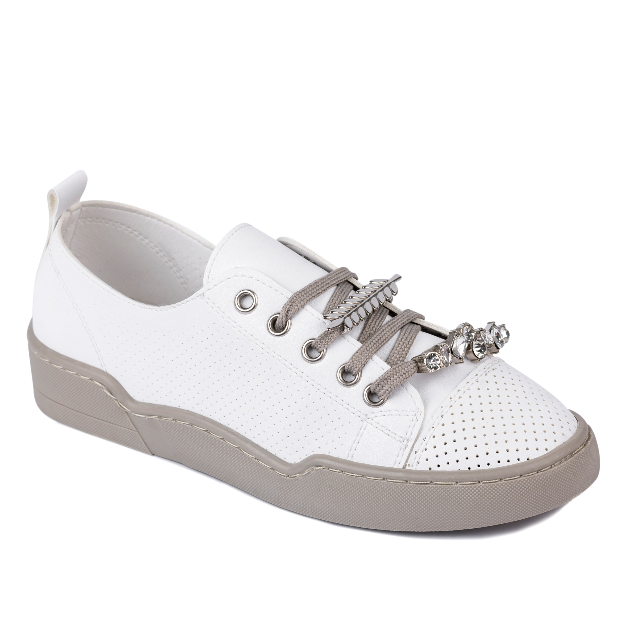 SHALLOW SNEAKERS WITH ORNAMENTS - WHITE