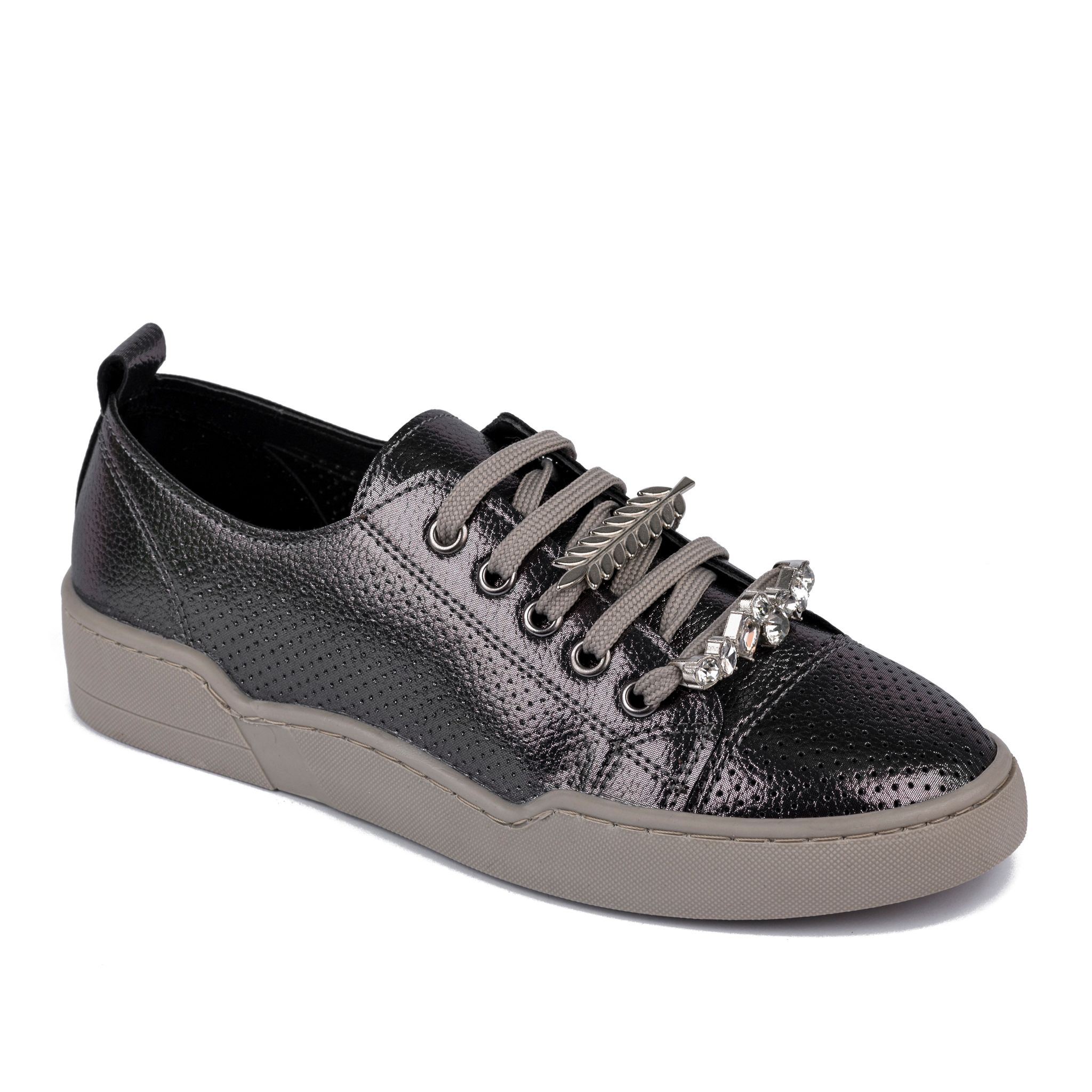 SHALLOW SNEAKERS WITH ORNAMENTS - GRAPHITE