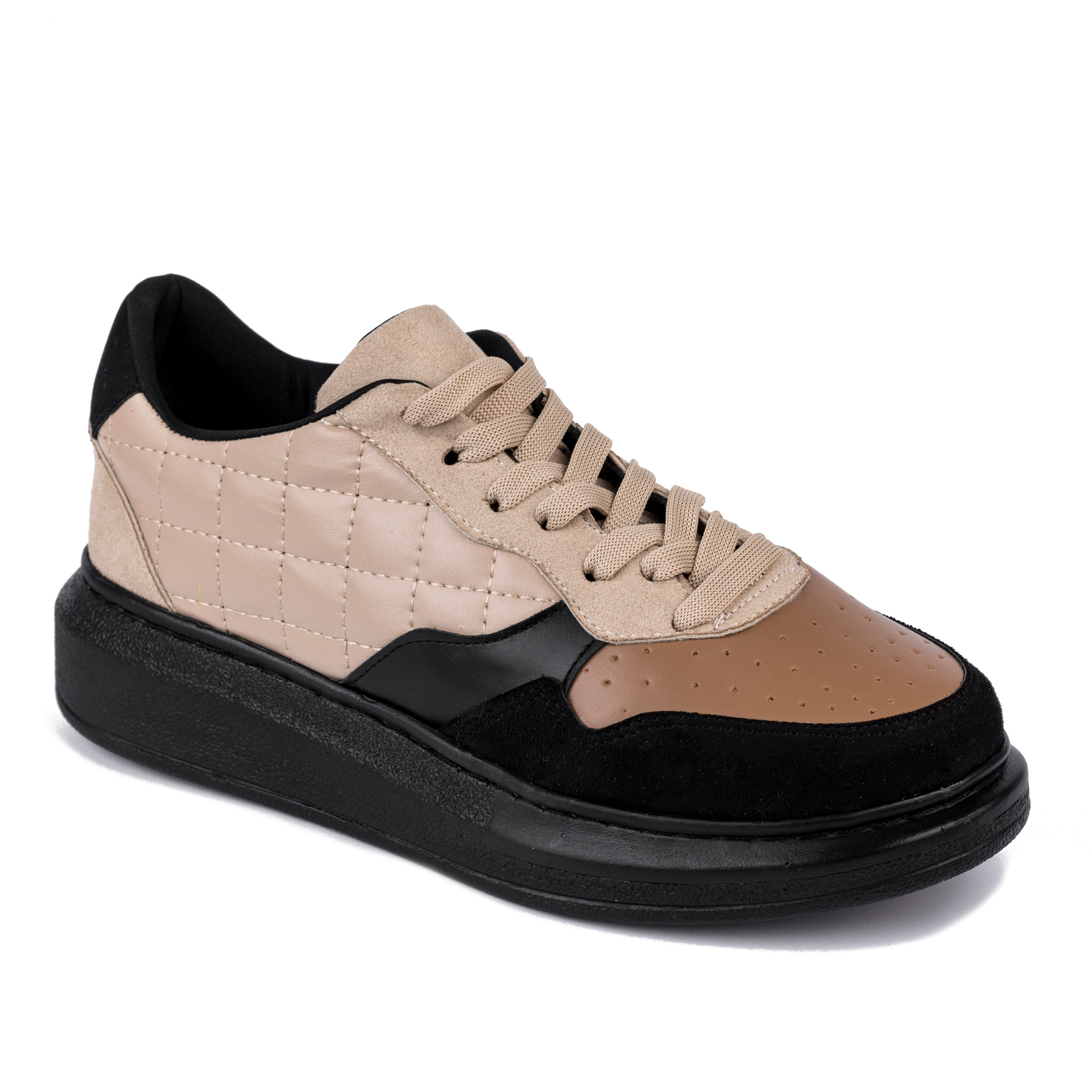 SAW SNEAKERS WITH HIGH SOLE - BEIGE/BLACK