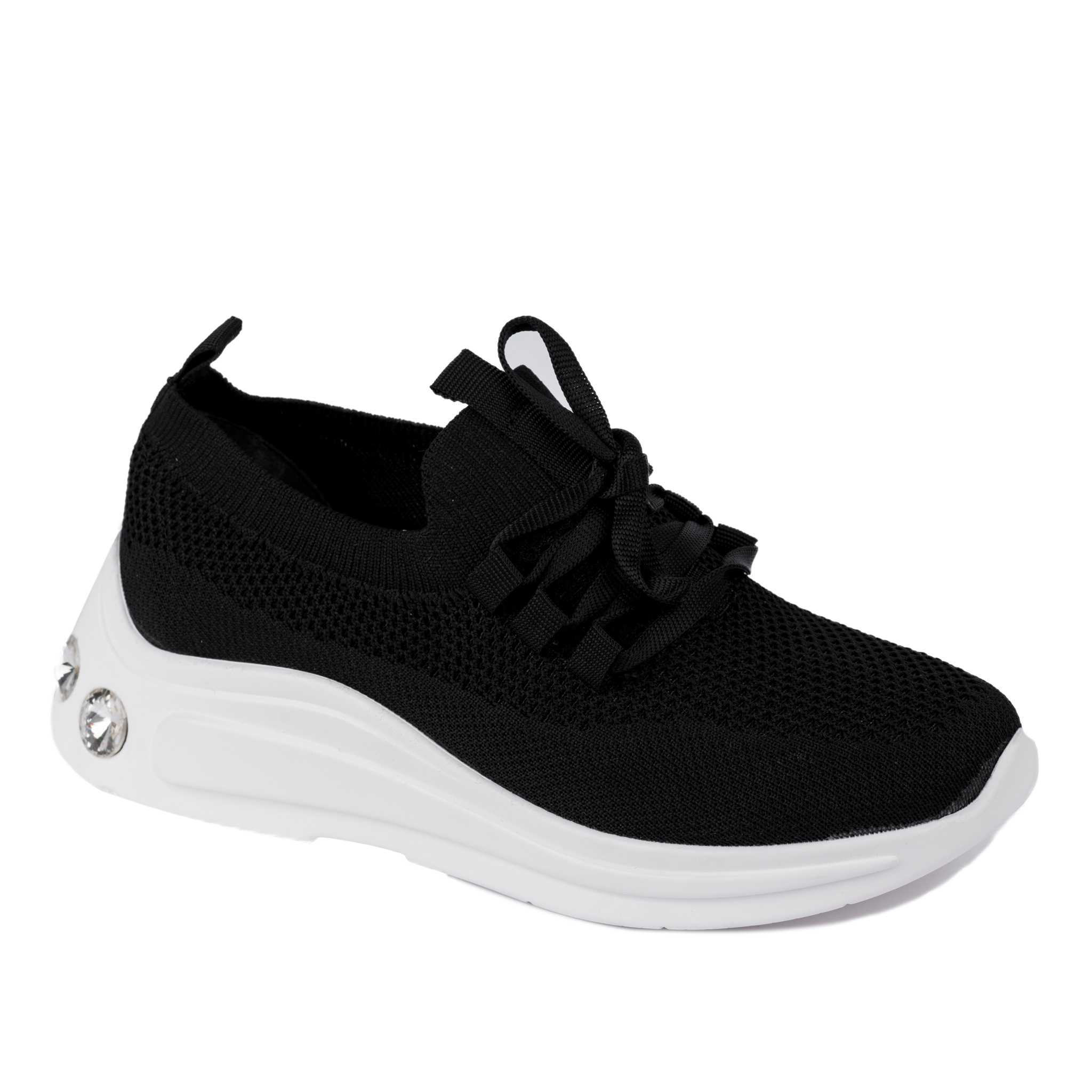 STRETCH SNEAKERS WITH ZIRCONS - BLACK