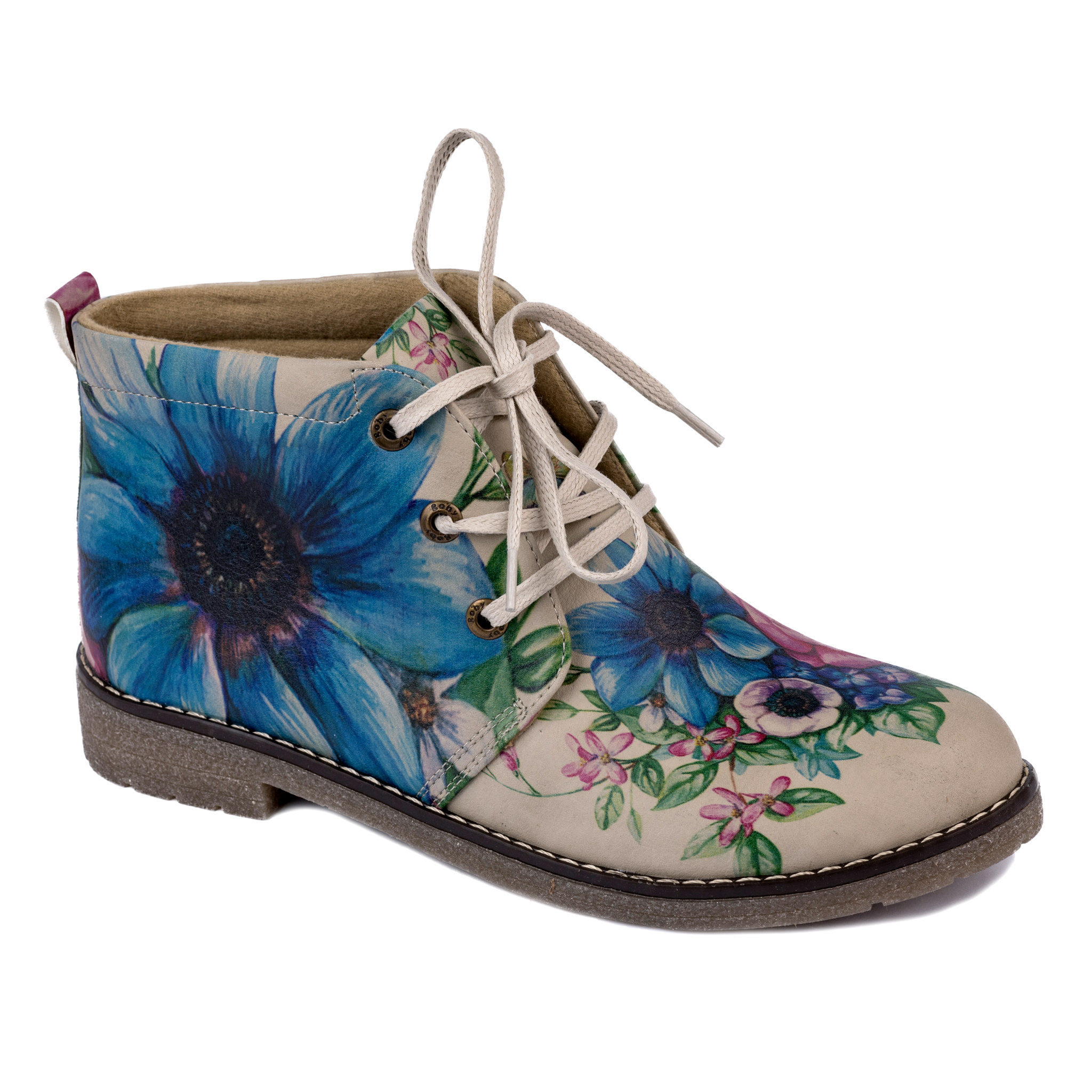 SHOES WITH FLOWER PRINT - BEIGE
