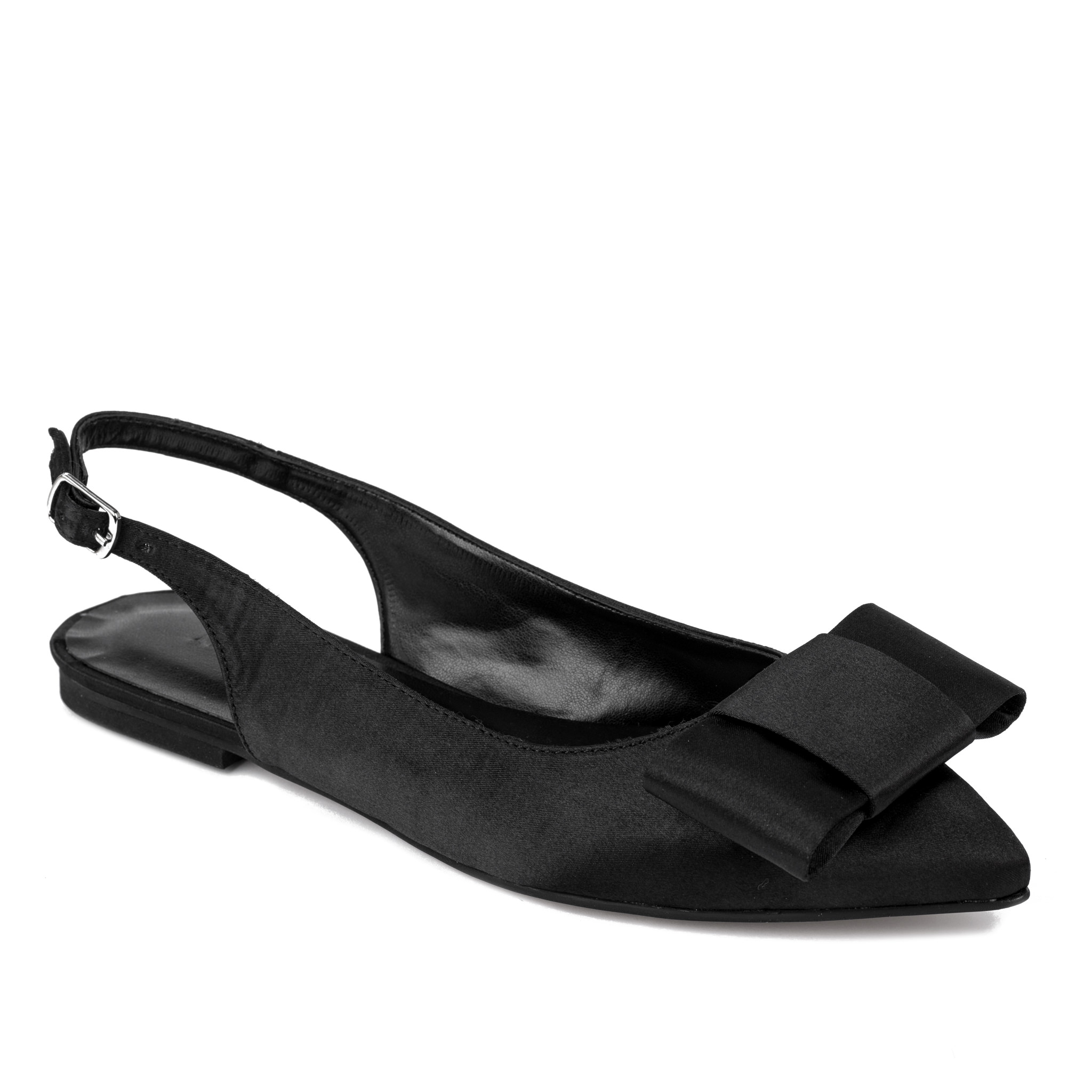 SATIN SANDALS WITH BOW - BLACK