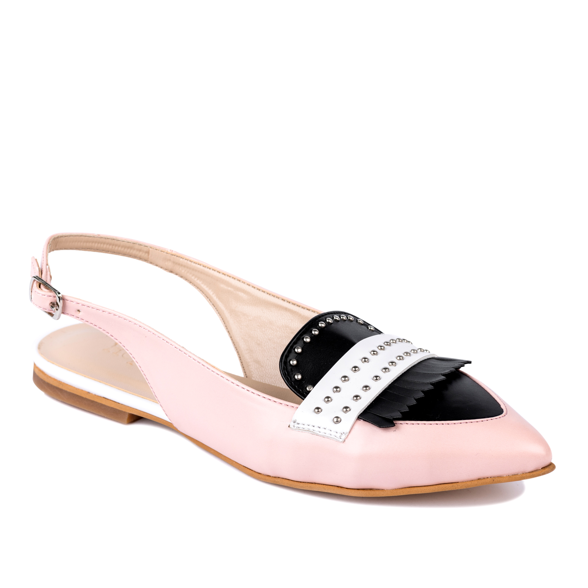 POINTED FLAT SANDALS WITH RIVETS - ROSE