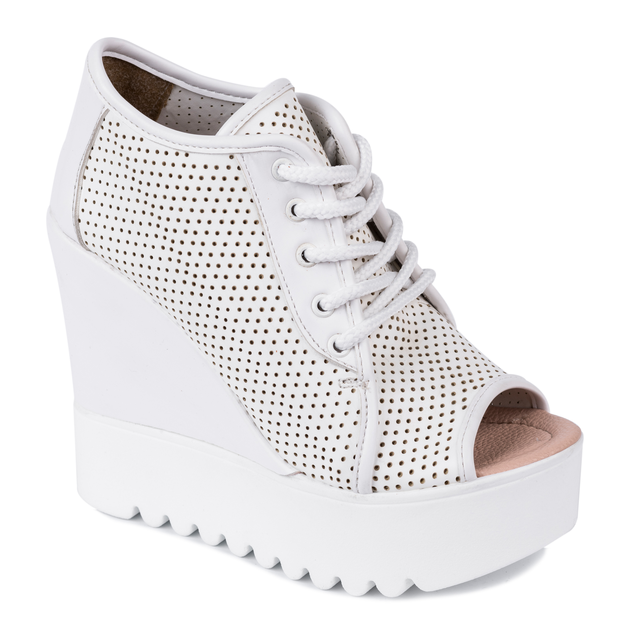 HOLLOW WEDGE SHOES - WHITE