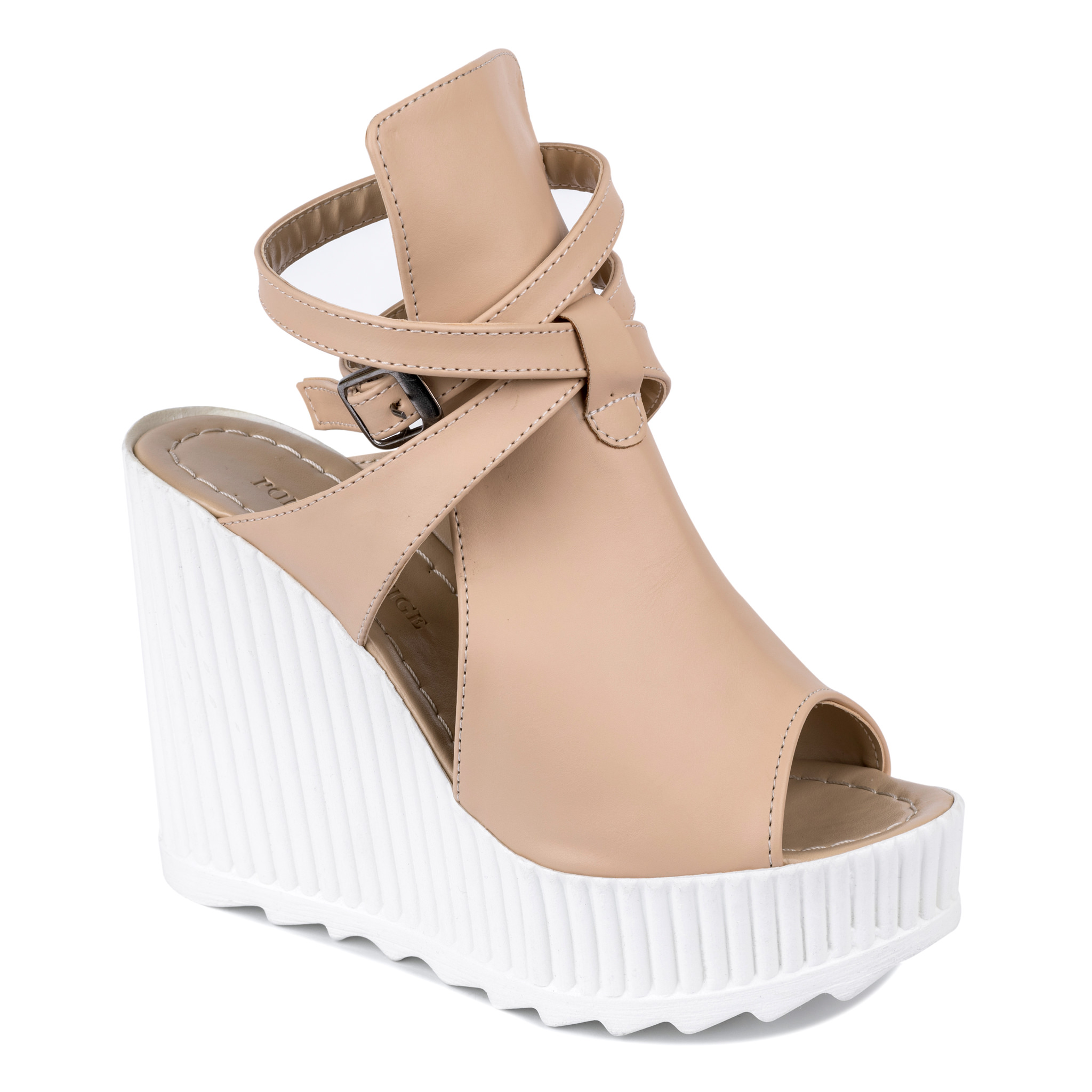 WEDGE SANDALS WITH BELTS - BEIGE