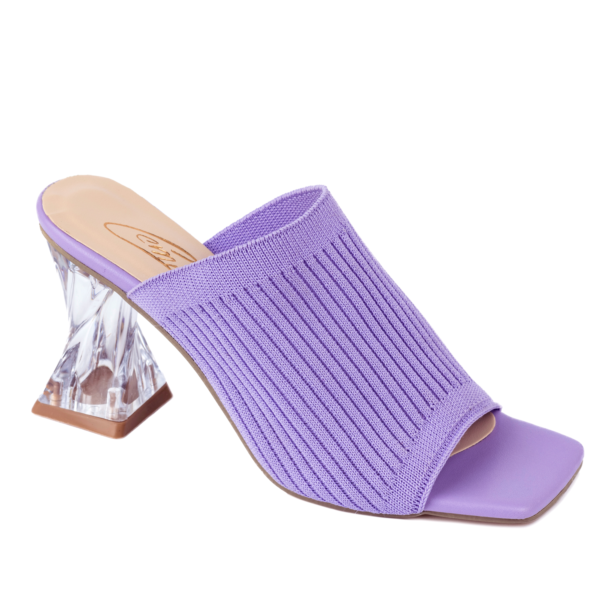 MULES WITH CLEAR HEEL - PURPLE