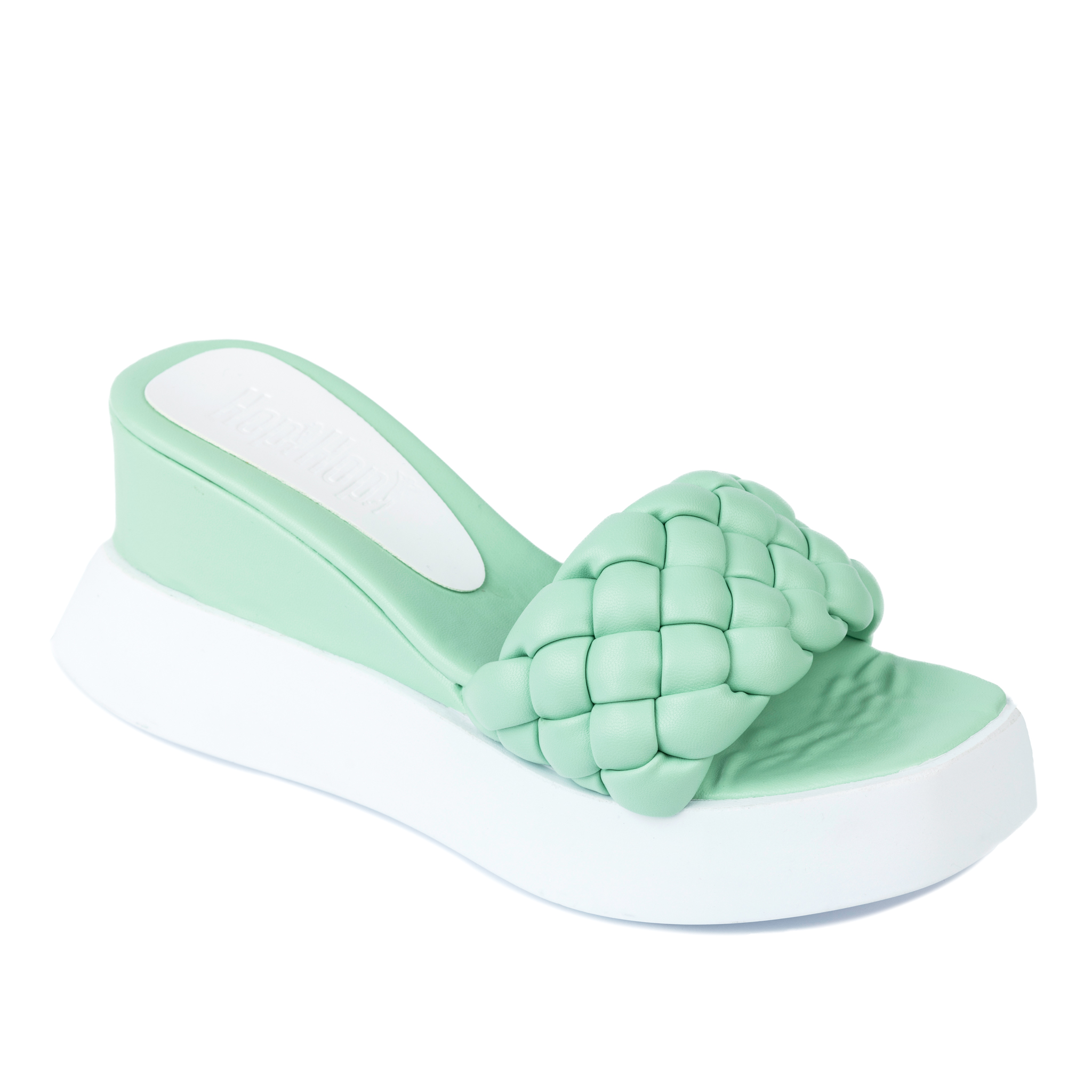 WEDGE KNITTED SLIPPERS - GREEN
