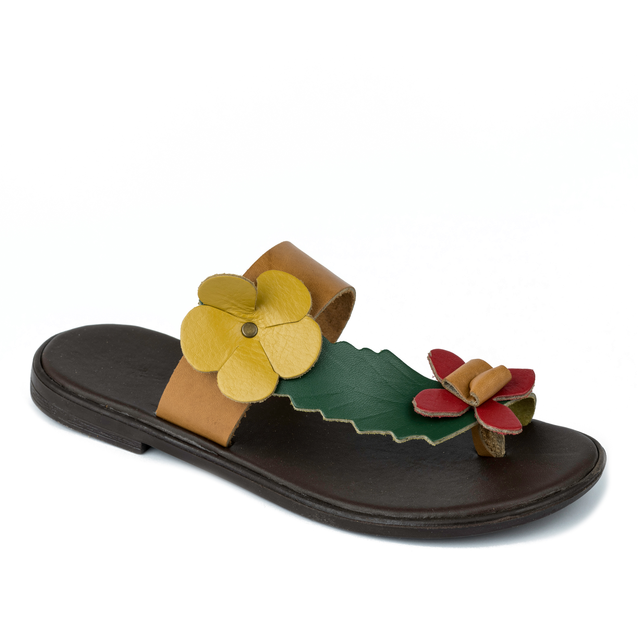FLAT SLIPPERS WITH FLOWER - BEIGE