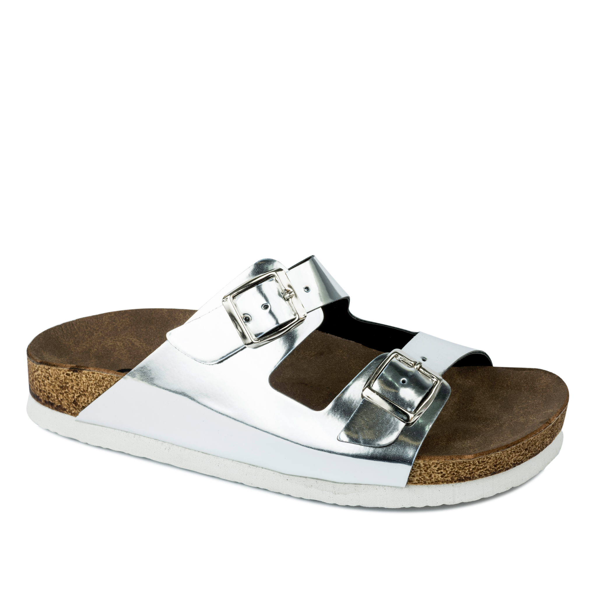 BELTED SLIPPERS - SILVER