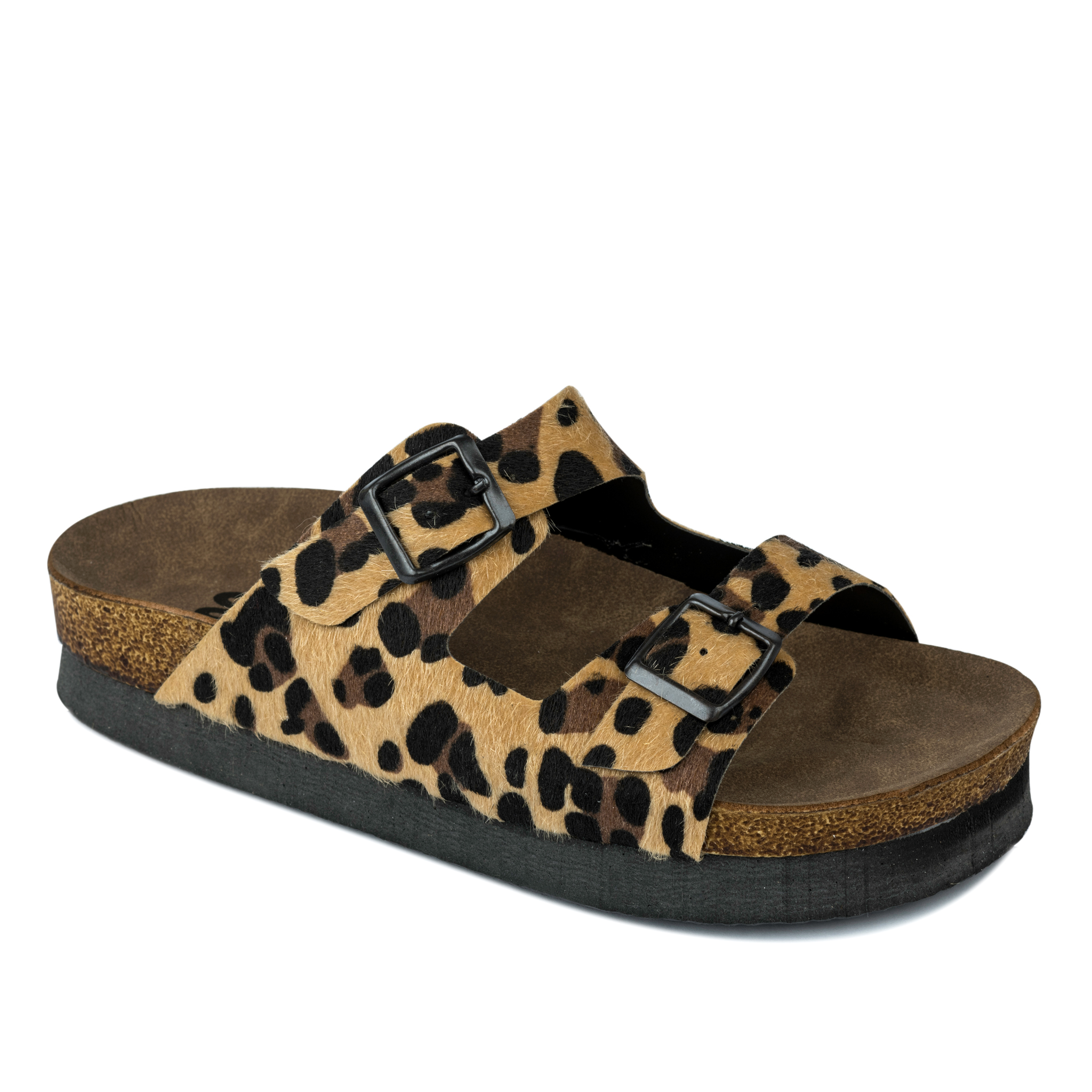 LEOPARD PRINT BELTED SLIPPERS 