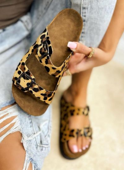 LEOPARD PRINT BELTED SLIPPERS 