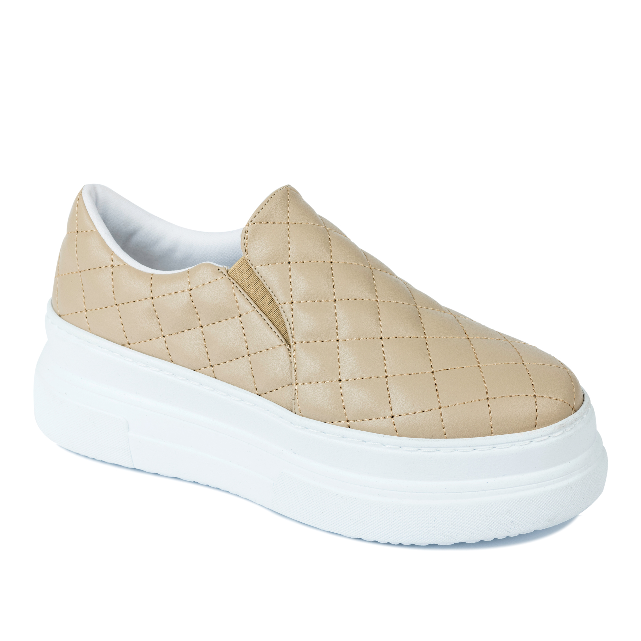 SAW PULL ON HIGH SOLE SNEAKERS - BEIGE