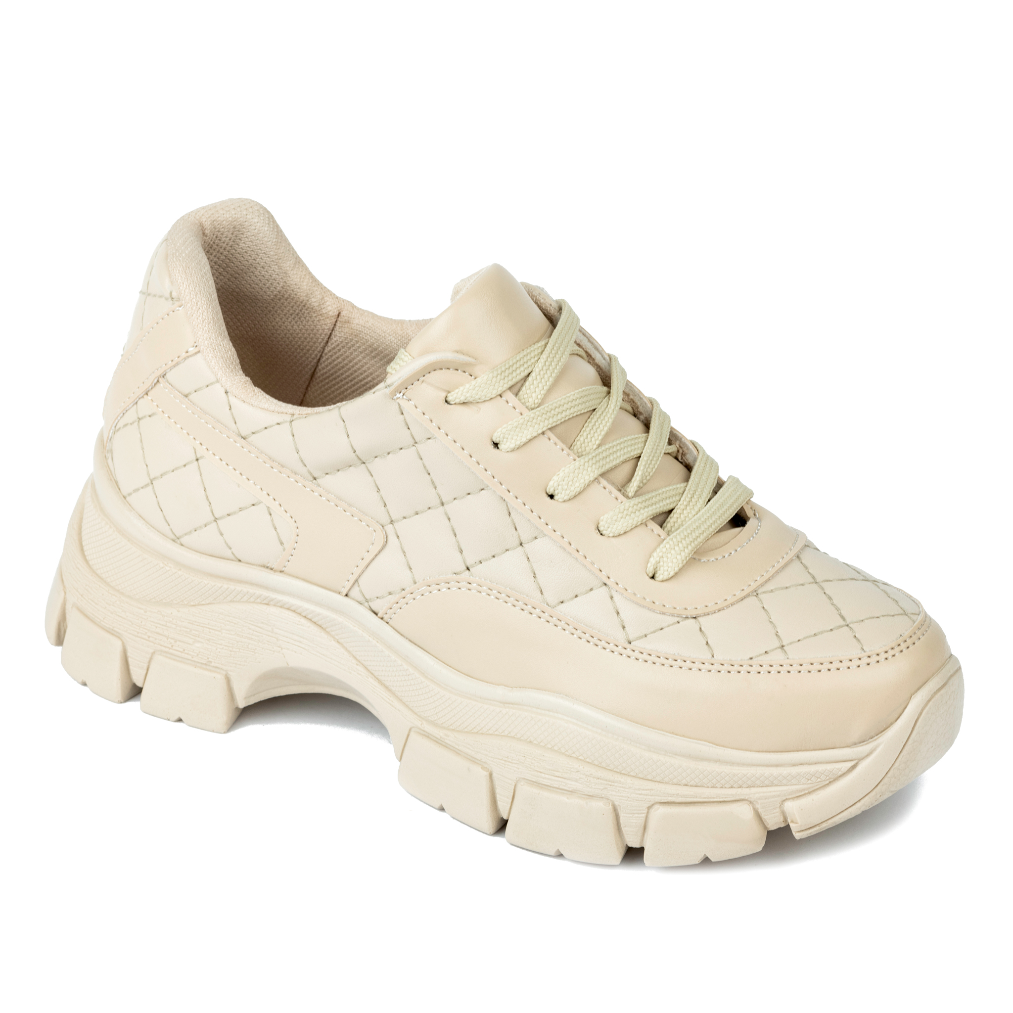 SAW LACE UP SNEAKERS - BEIGE