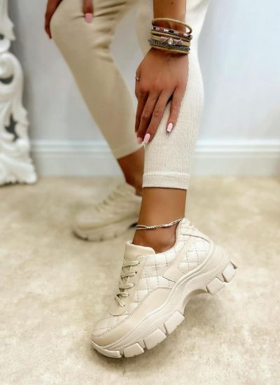 SAW LACE UP SNEAKERS - BEIGE