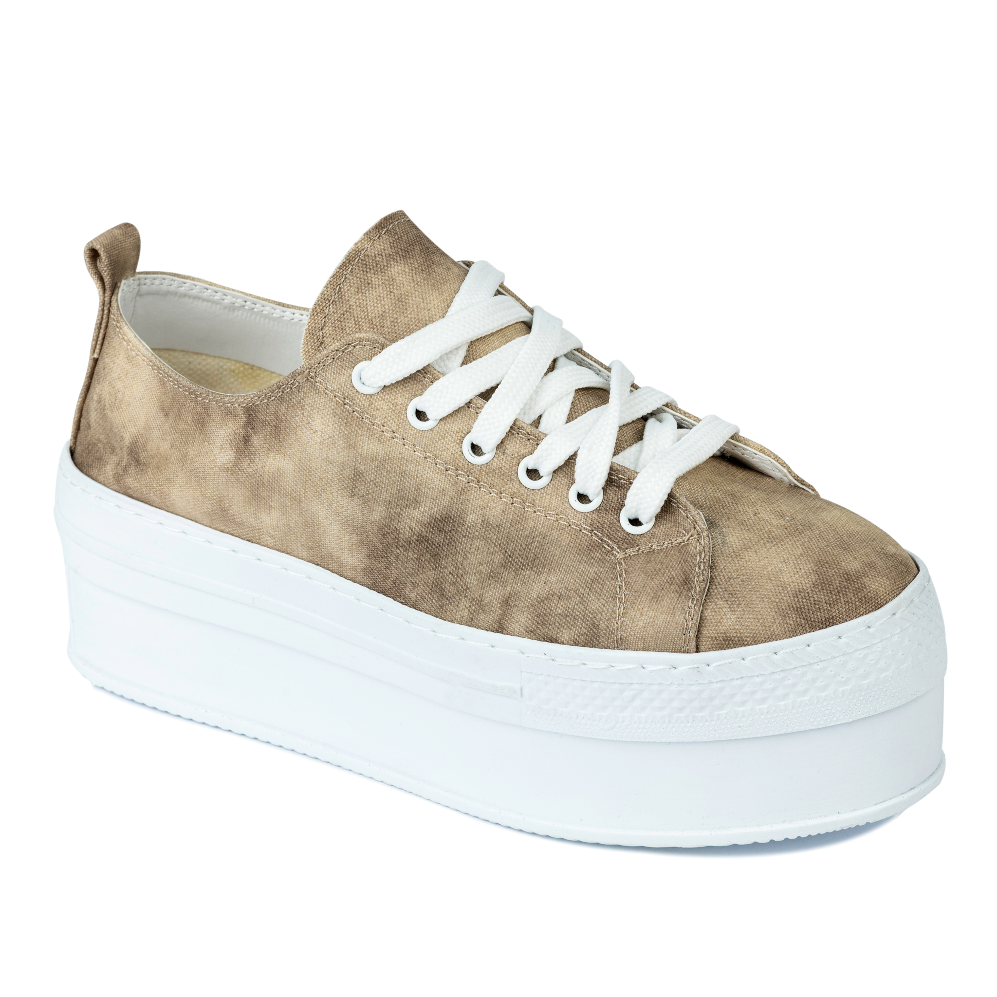 SHALLOW SNEAKERS WITH HIGH SOLE - BEIGE
