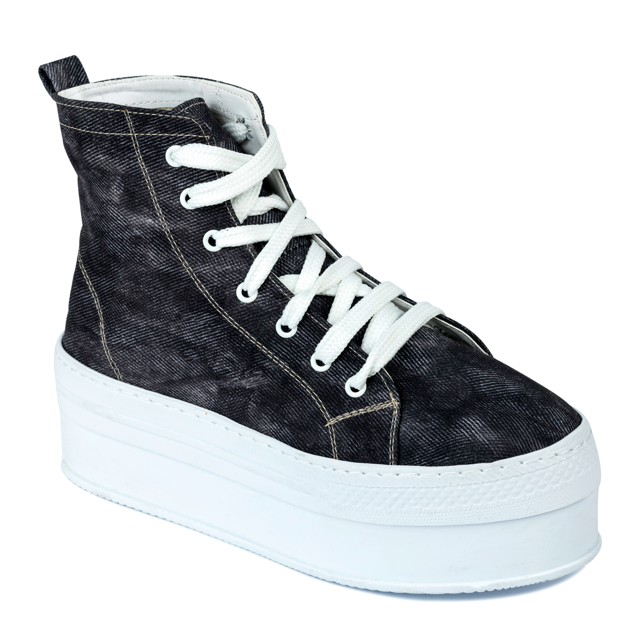 HIGH SOLE ANKLE SNEAKERS - BLACK